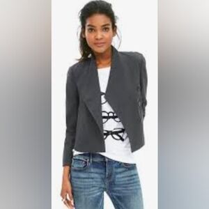 Banana Republic Cropped Trapeze Blazer Size 14 Charcoal Gray